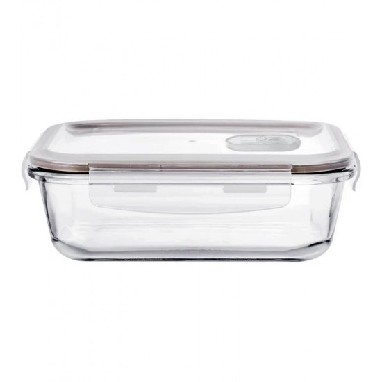 Porta Mantimento 370ml 15,3cm Por 11cm Hermético Retangular Em Vidro Borossilicato Com Tampa